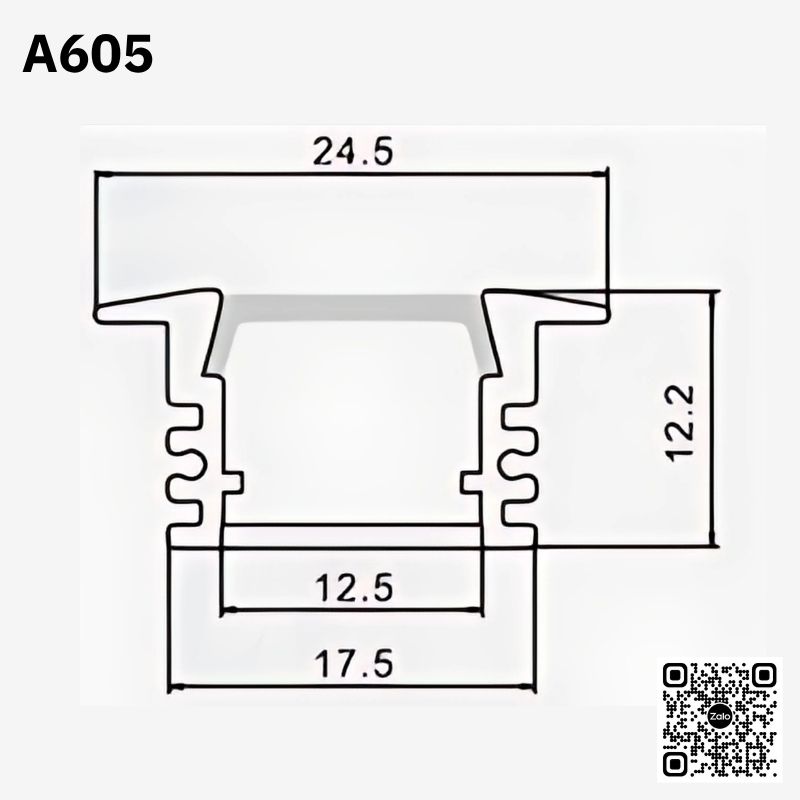 Thanh Nhôm LED Lắp Âm Loại Dày - Dài 2m | A605